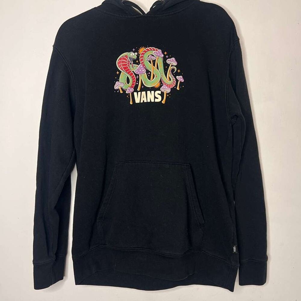 Vans Hoodie – Black with Mushroom Embroidery – Size S